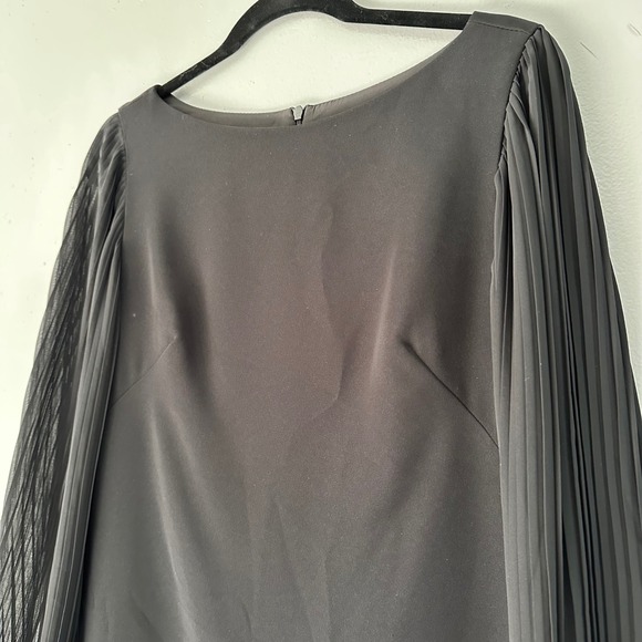 Joseph Ribkoff Sheer‎ Bubble Sleeve Midi Shift Dress | Black - Picture 2 of 10